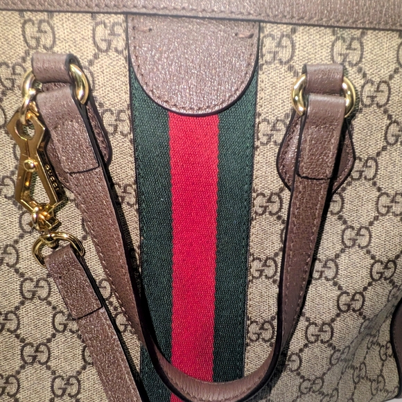 💢 Pristine 💢 Medium Gucci Ophidia Coated Canvas Supreme Stripe w Strap - Picture 5 of 9